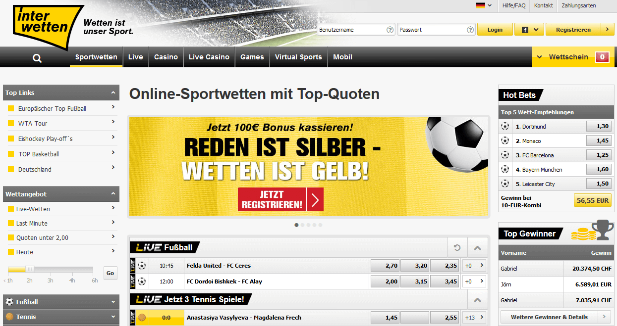 Interwetten Website 2017