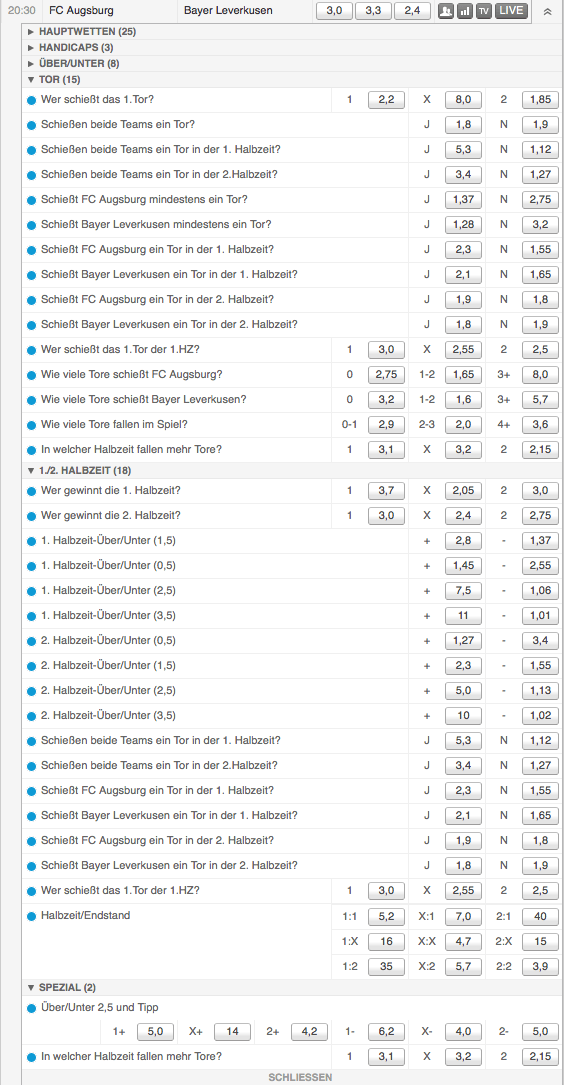 Tipico Bundesliga Wetten Wettarten