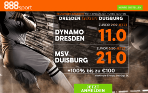 Dresden vs. Duisburg bei 888Sport mit Hammer-Quoten