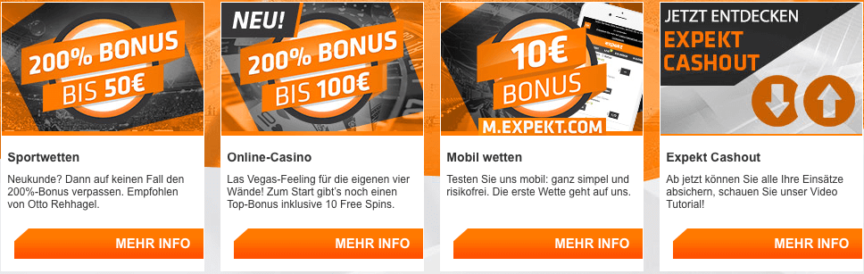 Weitere Bonusangebote bei Expekt