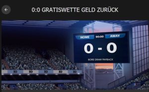 10Bet Cash Back: 10 € Gratiswette bei einem 0:0!
