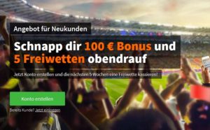 Betsson: Neuer Willkommensbonus bis zu 100 € plus 5 Gratiswetten