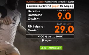 888Sport: 9,0-Quote auf BVB-Sieg gegen Leipzig (Quoten-Boost)