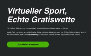 Mobilebet: Auf Virtual Sports setzen und 10 € Gratiswette sichern