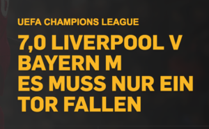 Betfair: Top-Quote von 7,0 auf mindestens ein Tor bei Liverpool gegen Bayern!