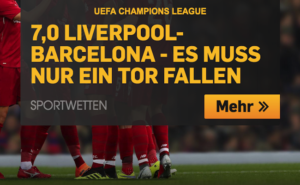 Betfair: Top-Quote von 7,0 auf mindestens ein Tor bei Liverpool gegen Barcelona