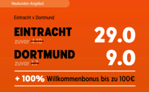 888sport erhöht die Quoten für Wetten auf Eintracht Frankfurt gegen Borussia Dortmund