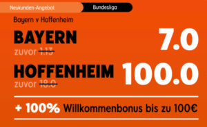 888sport erhöht die Quoten für Wetten auf Bayern gegen Hoffenheim
