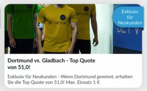 Wetten auf Dortmund gegen Gladbach: Quote auf Sieg BVB bei 51,0 | BetVictor