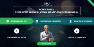 22Bet: Jede Woche – automatisches Rebate Bonusprogramm