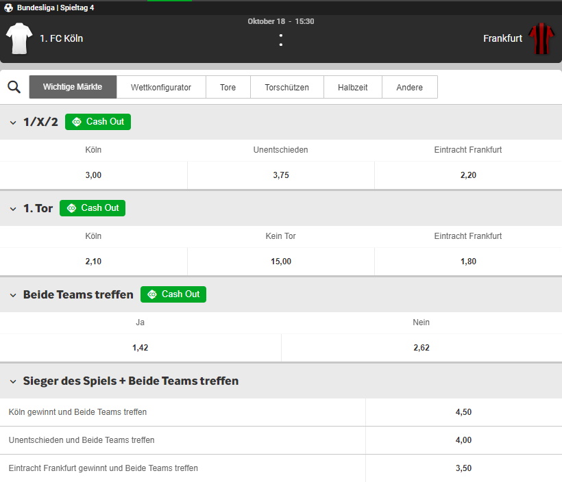 1. FC Köln - Eintracht Frankfurt 18.10.2020