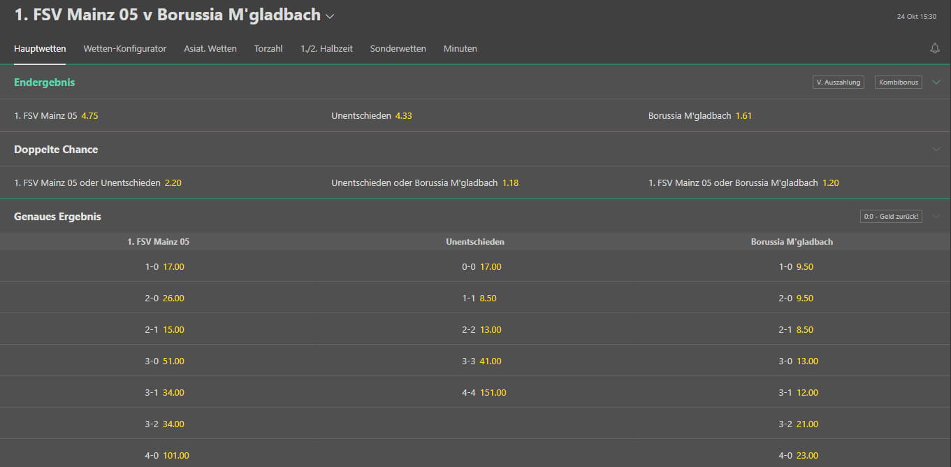FSV Mainz Borussia Mönchengladbach 24.10.2020