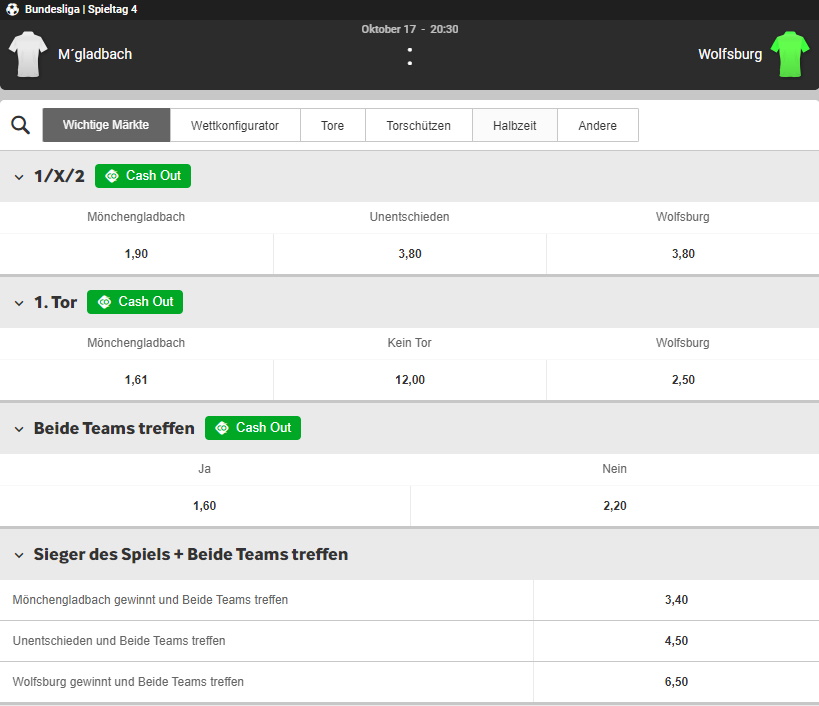 Mönchengladbach - Wolfsburg 17.10.2020