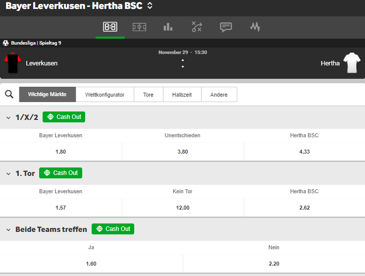 Bayer Leverkusen – Hertha BSC 29.11.2020