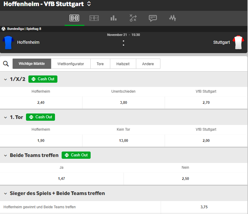 TSG Hoffenheim – VfB Stuttgart 21.11.2020