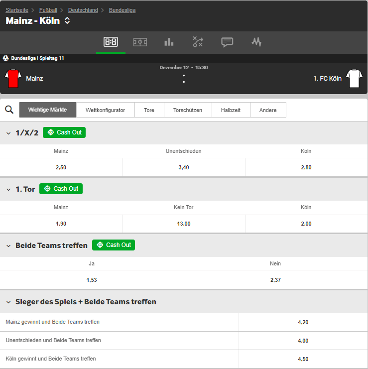 FSV Mainz – 1. FC Köln 12.12.2020