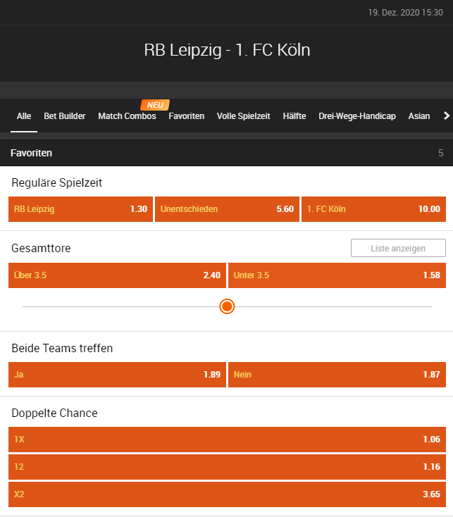 RB Leipzig – 1. FC Köln 19.12.2020