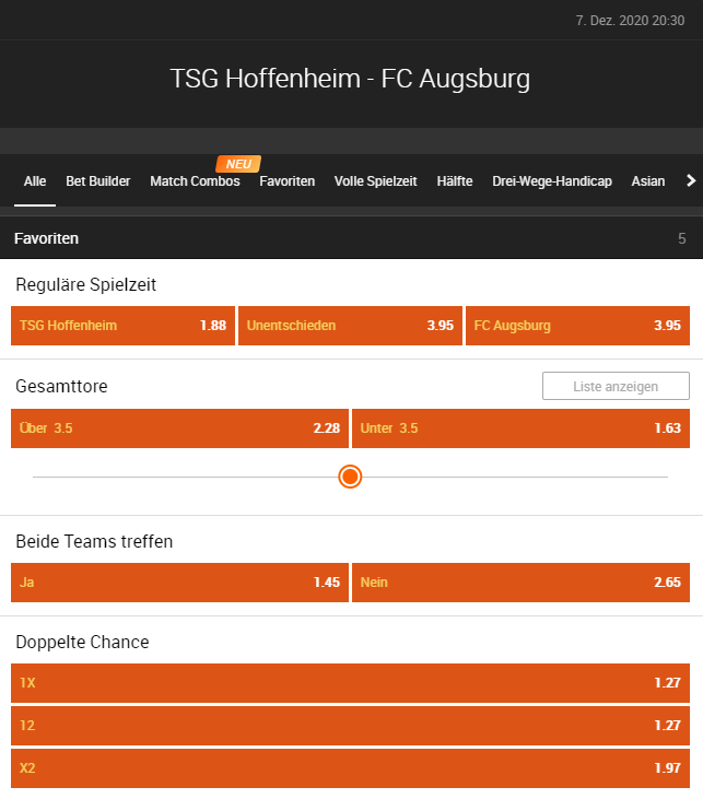 TSG Hoffenheim – FC Augsburg 07.12.2020