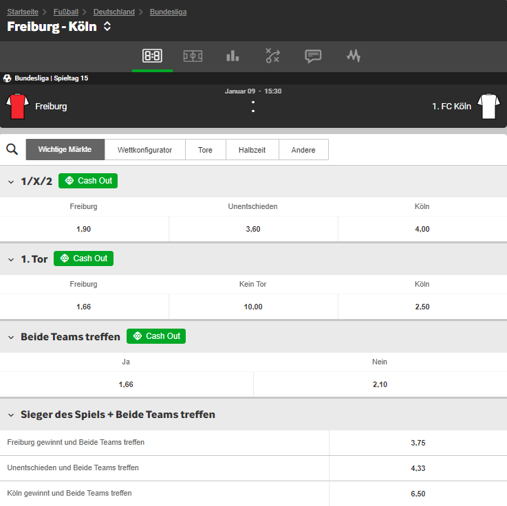 SC Freiburg – 1. FC Köln 09.01.2021