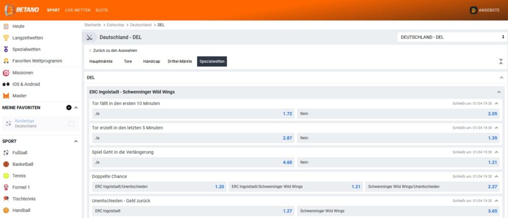 Betano: Bonus ohne Einzahlung & Wetten auf die DEL-Playoffs