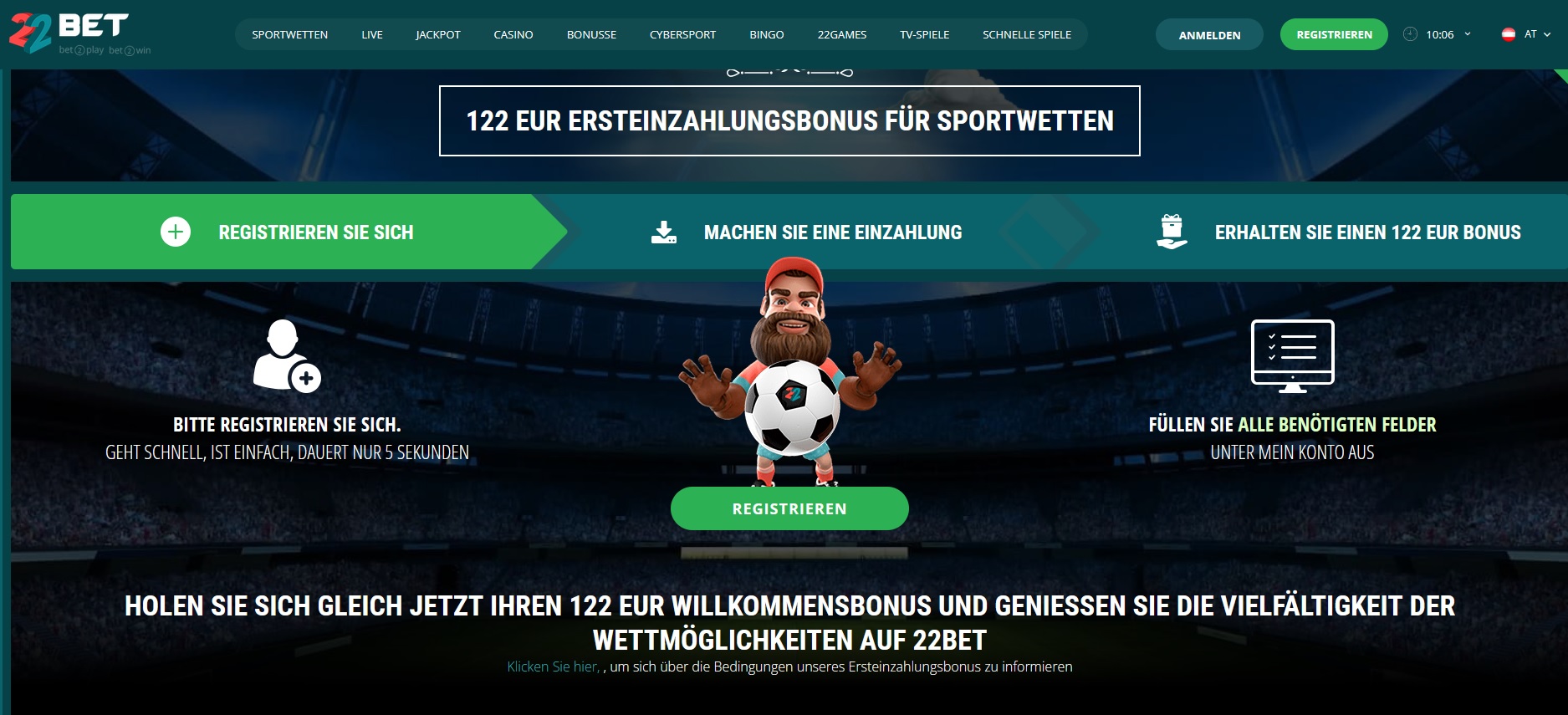 22bet Willkommensbonus