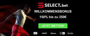 Select.bet: Exklusiver 250 EUR Neukundenbonus nur bei uns