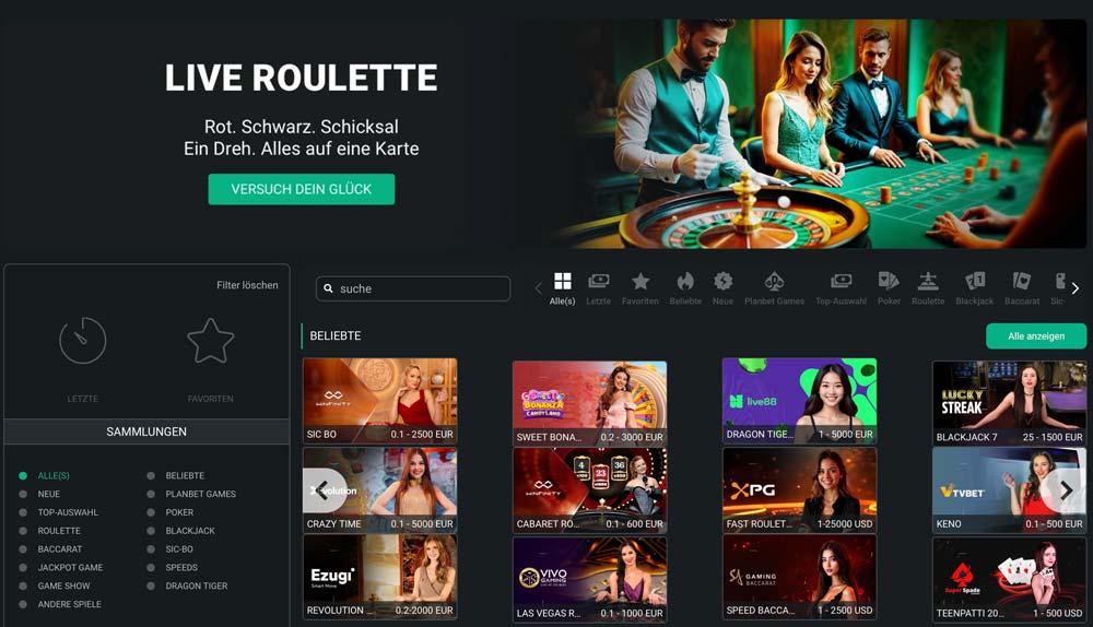 Planbet Livecasino