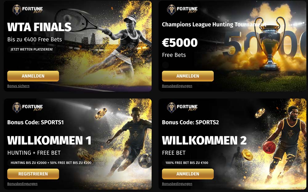FortunePlay Sportwetten Bonus Angebote (Auswahl)