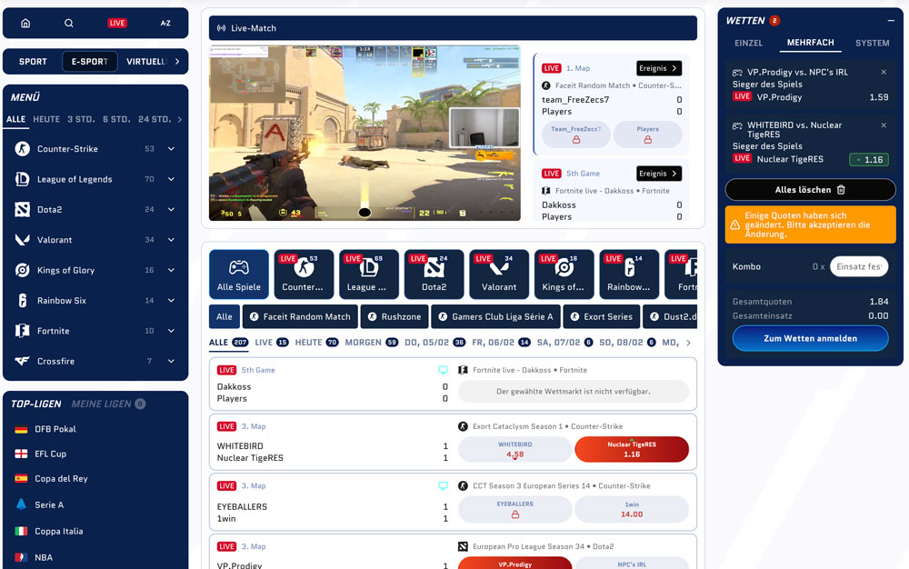 Esports Livewetten bei Scored