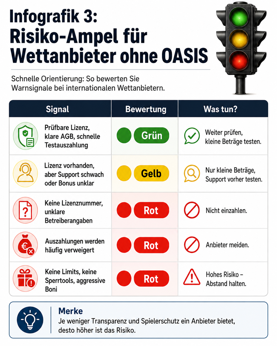 Risiko-Ampel für Wettanbieter ohne OASIS