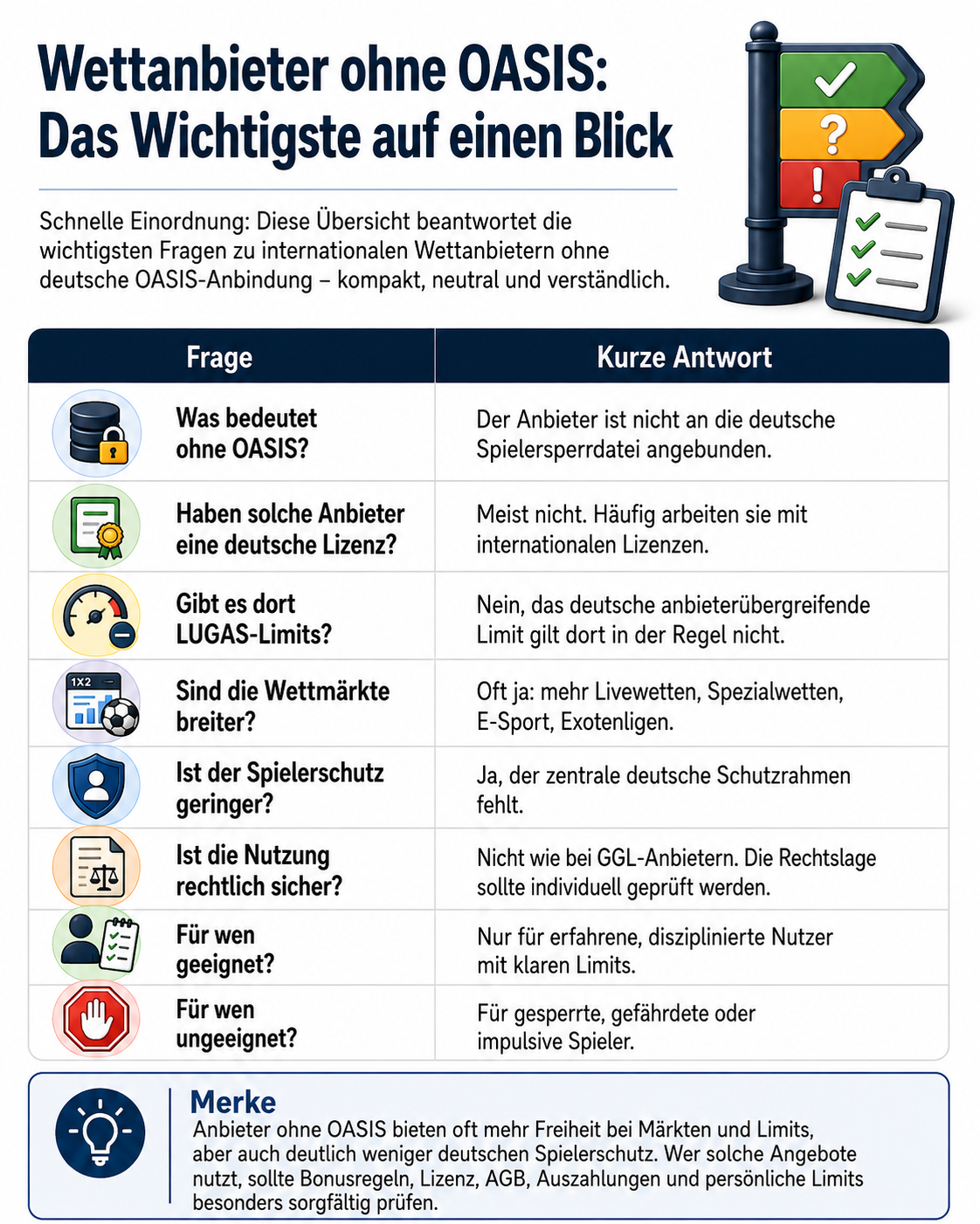 Wettanbieter ohne OASIS: Das Wichtigste auf einen Blick